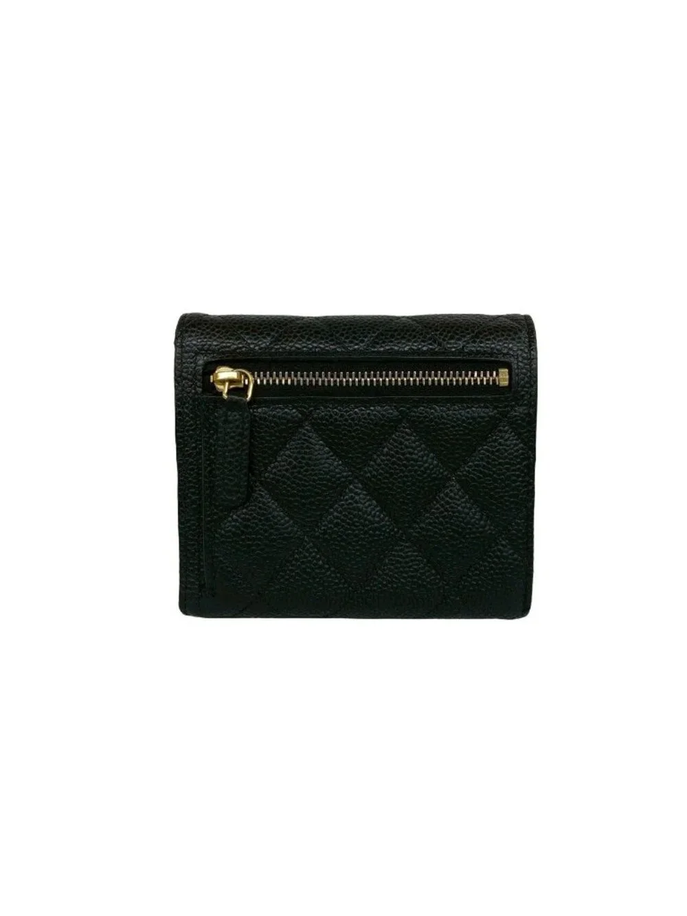 Chanel Box Card with Number 28 Quilted CC Logo Caviar Leather Trifold Wallet